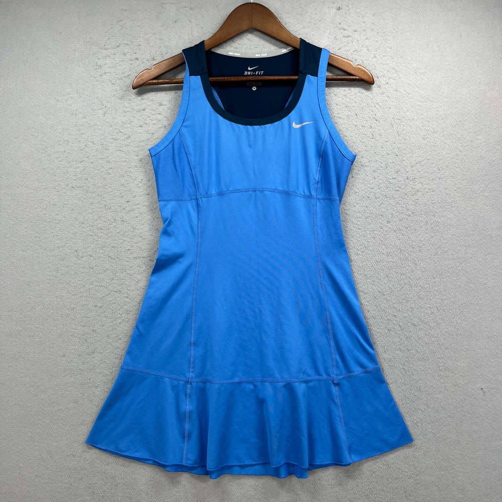 Nike Tennis Dress Women M Blue Dri-FIT Sleeveless Athletic Activewear Athleisure